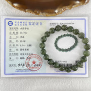 Good Grade Natural Green Cats Eye Rutilated Beads Bracelet 22.78g 16cm 9.4mm 21 Beads - Huangs Jadeite and Jewelry Pte Ltd