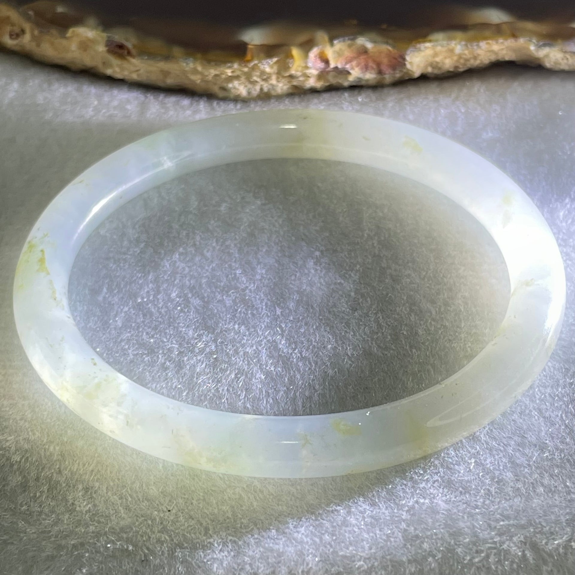 Type A Semi Icy Light Blueish Green Jadeite Oval Bangle 18.74g Internal Diameter 52.4mm 6.1 by 6.8mm (Close to Perfect) - Huangs Jadeite and Jewelry Pte Ltd