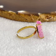 Pink Agate in Gold Color Ring (Adjustable Size) 2.62g 15.7 by 14.8 by 3.7mm - Huangs Jadeite and Jewelry Pte Ltd