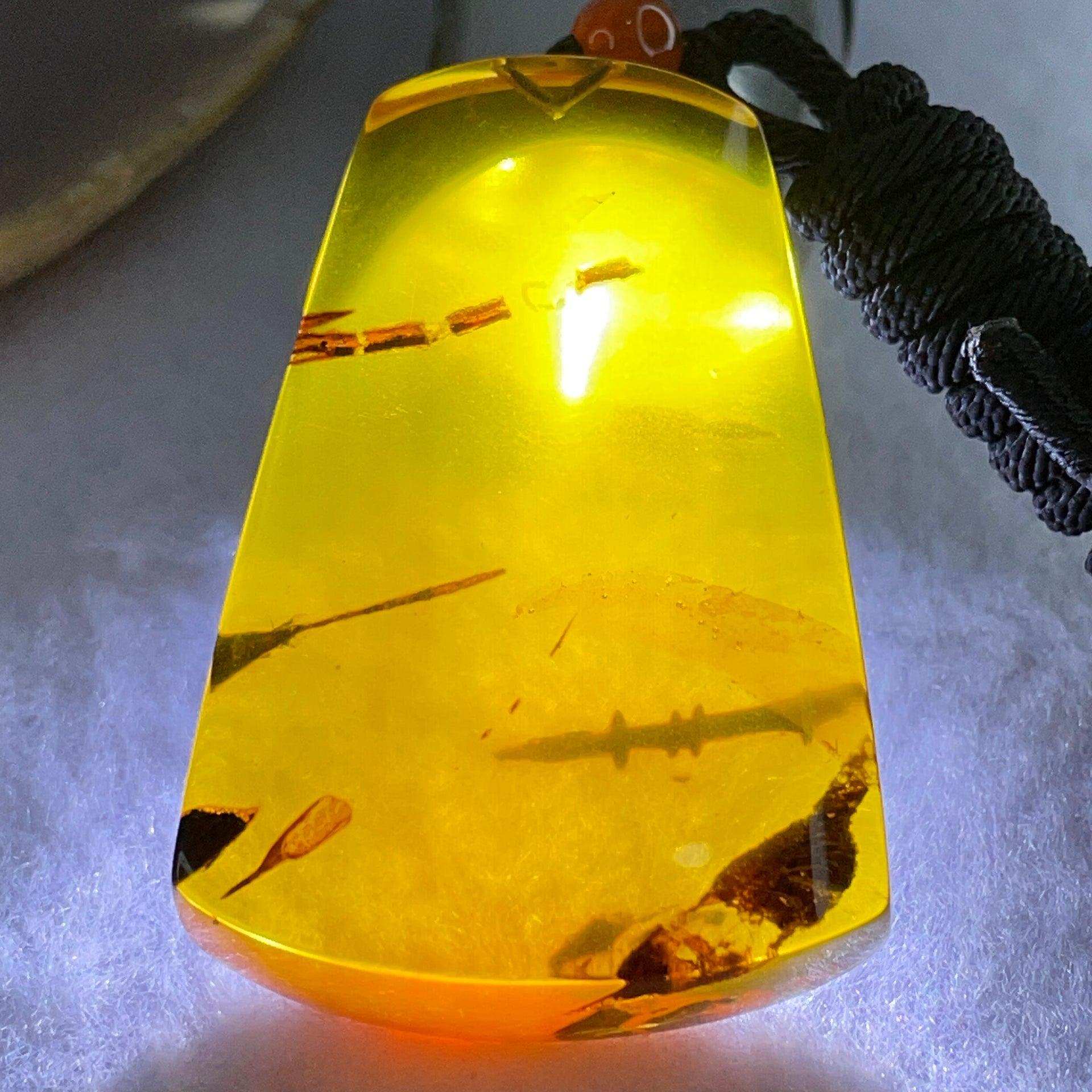 Natural Cognac Flora Amber Pendant 15.12g 52.3 by 34.2 by 12.2mm - Huangs Jadeite and Jewelry Pte Ltd