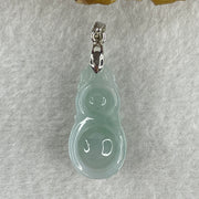 Natural Type A Semi Icy Lavender Jadeite Calabash Hulu Pendant in Stainless Steel Clasp 3.61g 25.3 by 13.2 by 6.8mm - Huangs Jadeite and Jewelry Pte Ltd