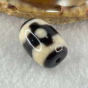 Natural Powerful Tibetan Old Oily Dark Brown With White Agate 3 Eyes Dzi Bead Heavenly Master (Tian Zhu) 三眼天诛 4.61g 17.8 by 12.7mm - Huangs Jadeite and Jewelry Pte Ltd