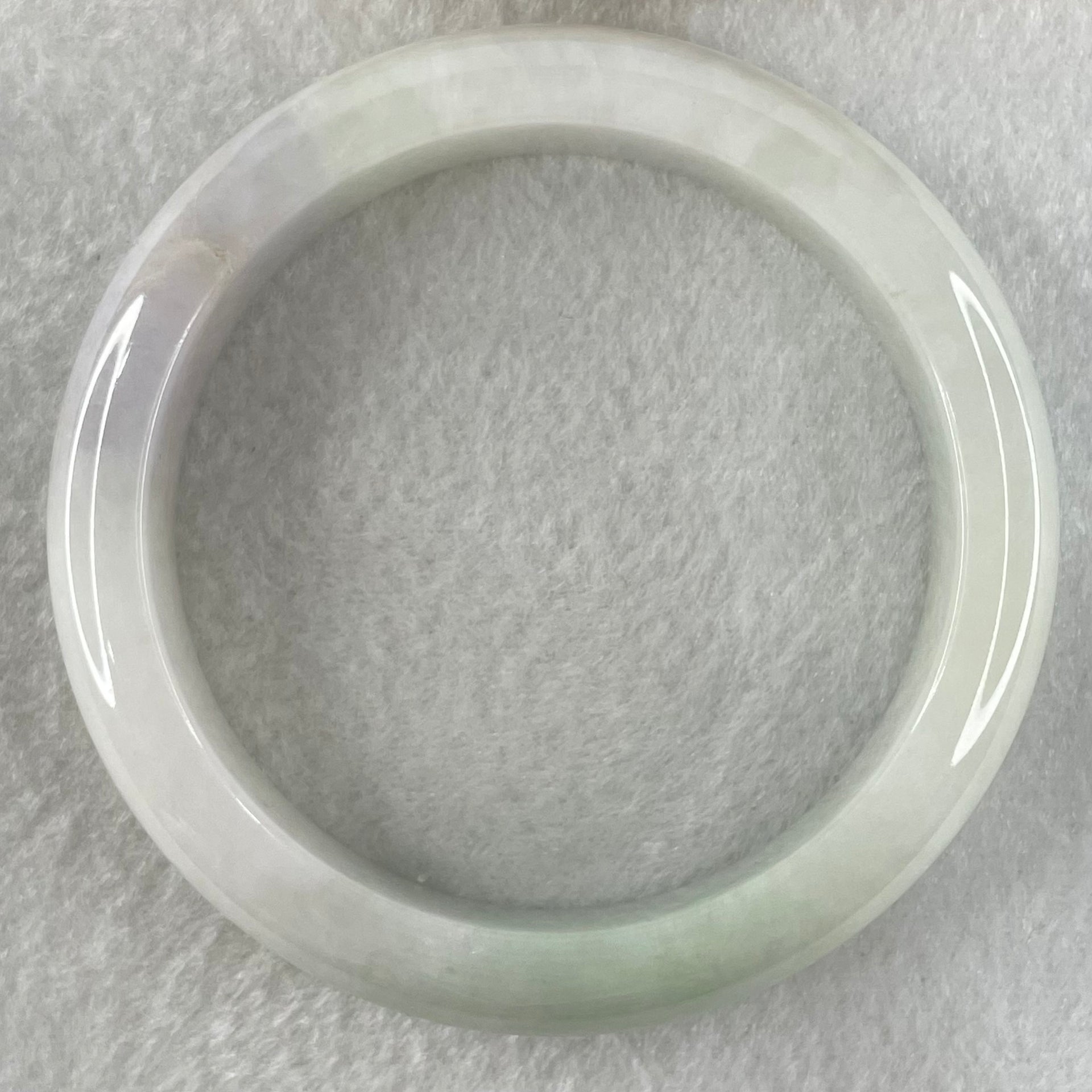 Type A Faint Lavender Green Jadeite Bangle 66.17g Internal Diameter 58.4mm 13.4 by 8.5mm (External Lines) - Huangs Jadeite and Jewelry Pte Ltd