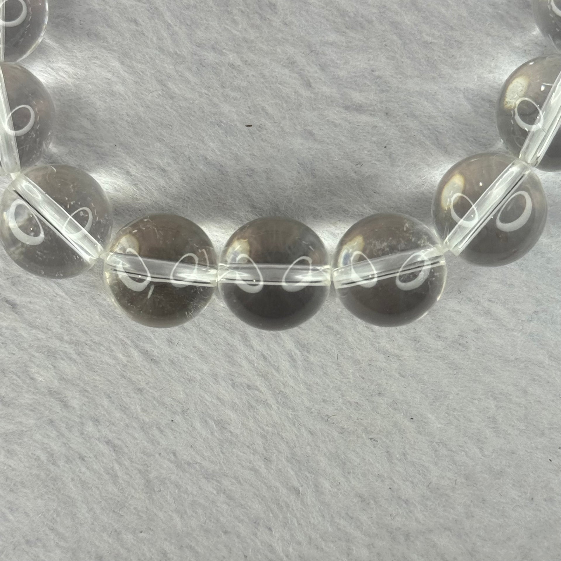 Natural Clear Quartz Beads Bracelet 天然白水晶手链 46.01g 17.5cm 12.9mm 16 Beads - Huangs Jadeite and Jewelry Pte Ltd