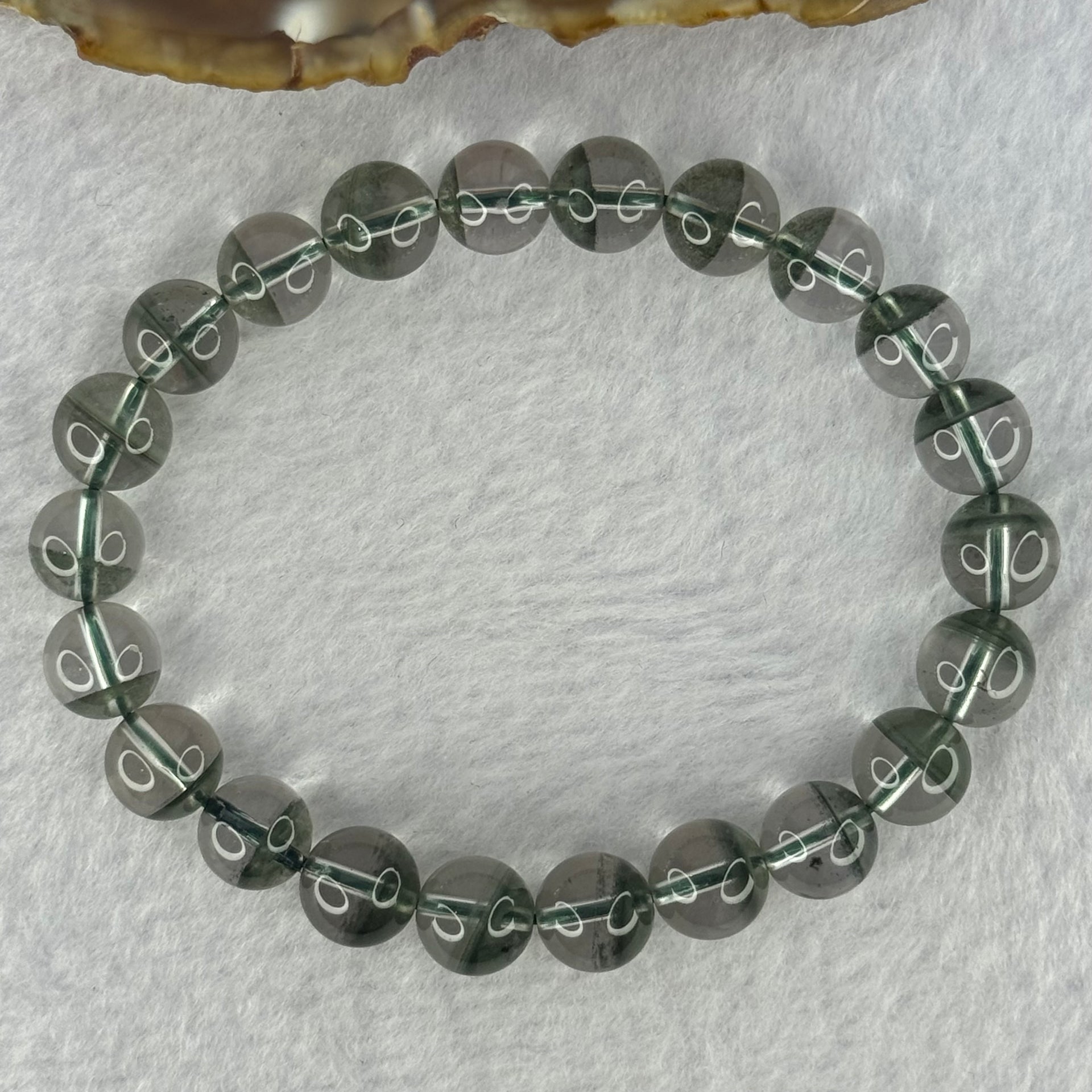 Very Good Grade Natural Green Phantom Quartz Beads Bracelet 23.28g 17cm 9.4mm 22 Beads - Huangs Jadeite and Jewelry Pte Ltd