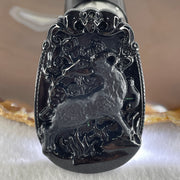 Type A Opaque to Partial Translucent Black Omphacite Jadeite Goat Pendant 27.85g 59.9 by 40.6 by 9.8mm - Huangs Jadeite and Jewelry Pte Ltd