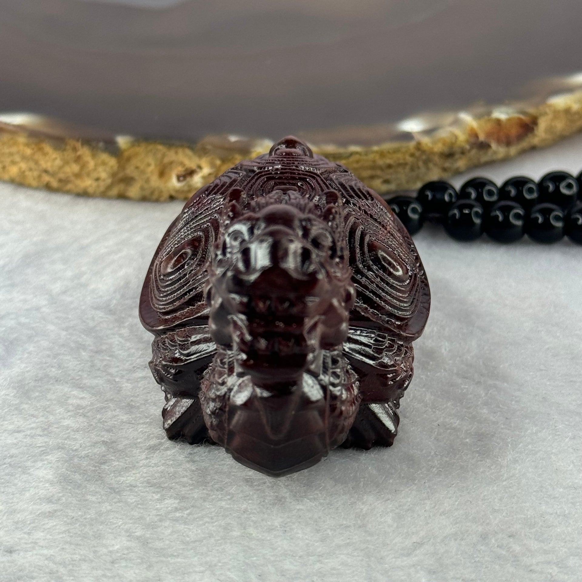 Natural African Rosewood Dragon Tortoise Handplay 天然非洲紫檀龙龟手把件 46.75g 61.6 by 36.4 by 40.4mm - Huangs Jadeite and Jewelry Pte Ltd