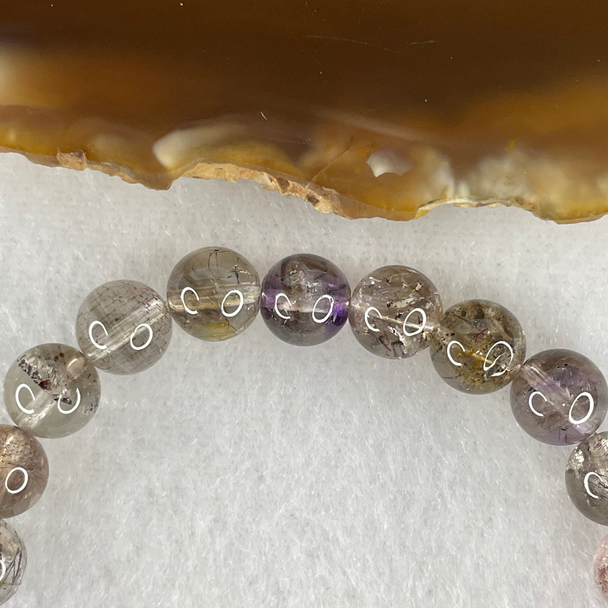 Certified Good Grade Natural Black Super 7 Crystal Beads Bracelet | 15cm Petite Strand of 24 Beads 7.6mm (14.40g | Supreme Root Grounding, Manifestation & Aura Shield)