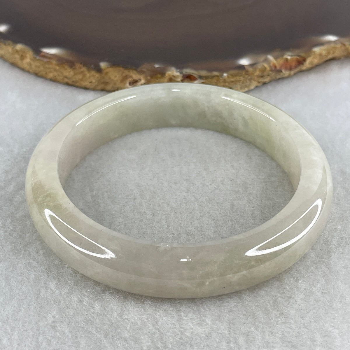 Certified Natural Type A Yellowish Green Jadeite Bangle | 59.3mm Inner Diameter (65.33g 12.9x8.5mm | Very Very Slight Internal Line | Abundance, Joy & Solar-Heart Synergy) - Huangs Jadeite and Jewelry Pte Ltd
