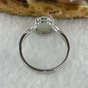Natural Type A Semi Icy Faint Green Jadeite Oval Shape Cabouchon in S925 Silver Ring (Adjustable Size) 1.38g 9.5 by 7.2 by 3.5mm - Huangs Jadeite and Jewelry Pte Ltd