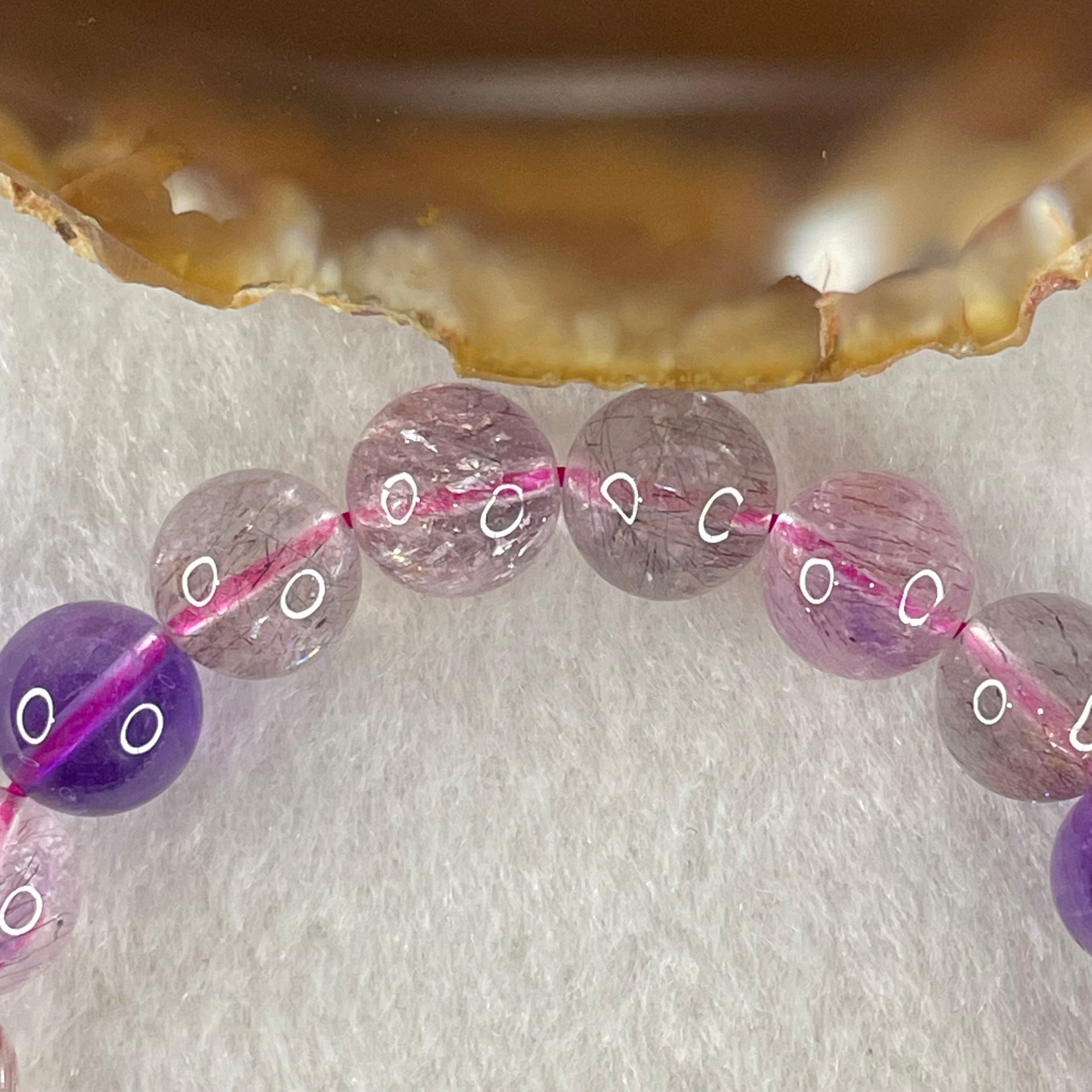 Above Average Grade Natural Super 7 Crystal Beads Bracelet 天然超级七水晶珠手链 21.93g 16cm 9.2mm 21 Beads - Huangs Jadeite and Jewelry Pte Ltd