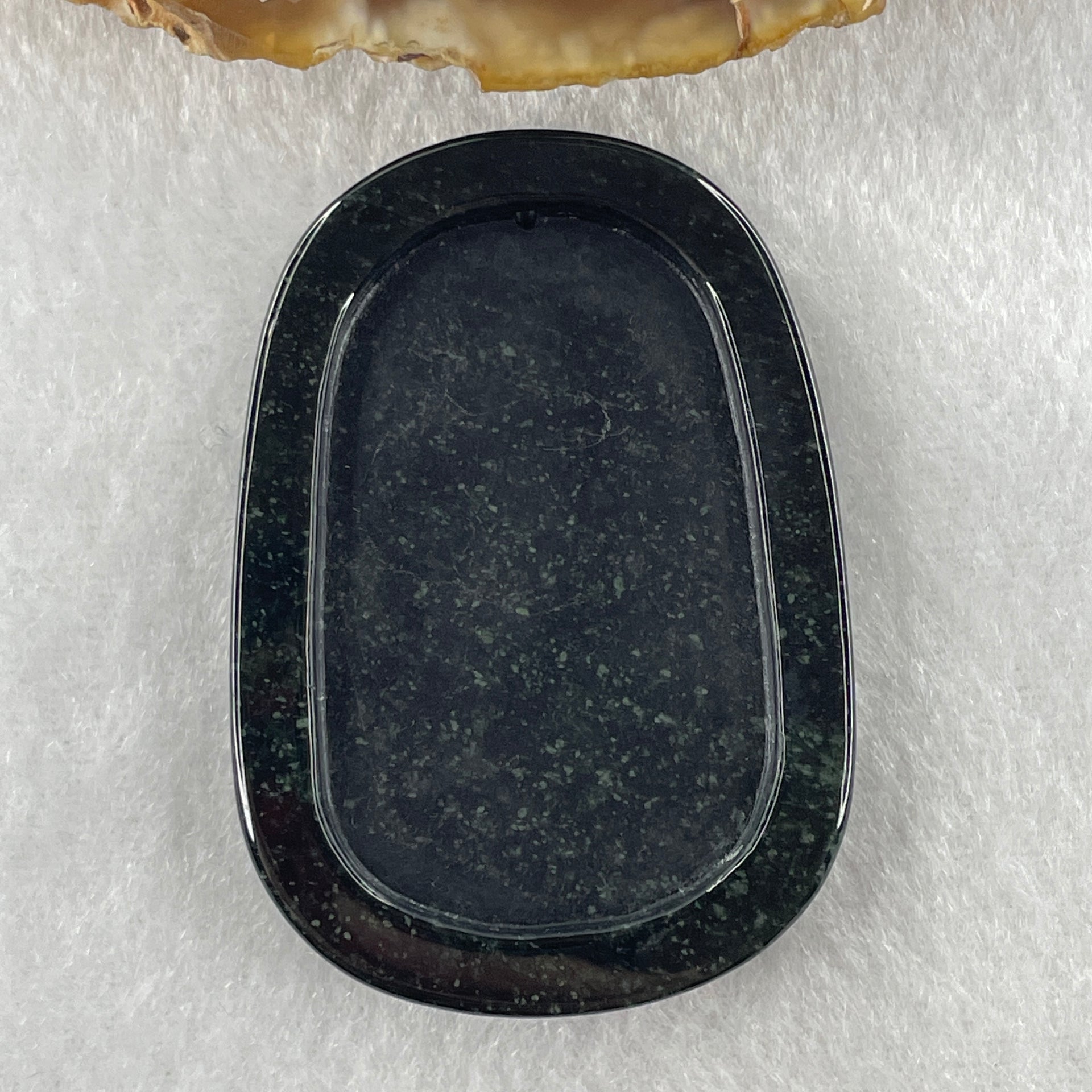 Type A Opaque to Partial Translucent Black Omphacite Jadeite Fish with Lotus Flower and Leaf Pendant 24.60g 51.1 by 35.9 by 8.8mm - Huangs Jadeite and Jewelry Pte Ltd