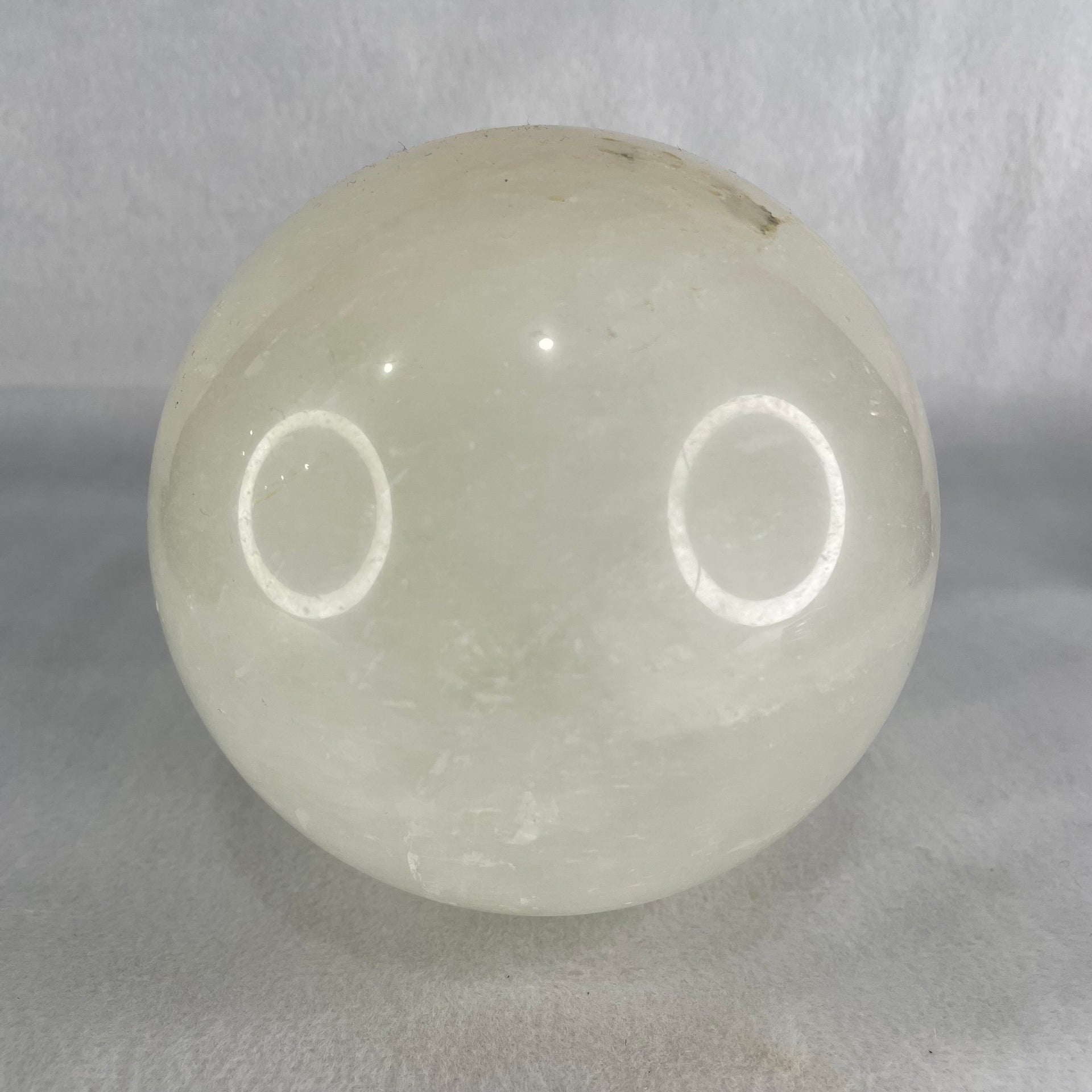 Natural Milky White Quartz Crystal Sphere Ball with Wooden Stand 1,624.0g 101.0 by 113.0mm - Huangs Jadeite and Jewelry Pte Ltd