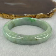 Type A Light Green with Bright Green Patches Jadeite Bangle 78.00g Internal Diameter 61.7mm 14.5 by 9.9mm (Very Slight External Rough) - Huangs Jadeite and Jewelry Pte Ltd