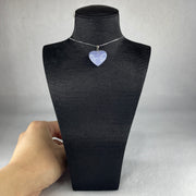 Natural Blue Lace Agate Necklace Heart Shape in S925 Sliver 5.49g 46cm 17.1 by 19.4 by 7.9mm - Huangs Jadeite and Jewelry Pte Ltd