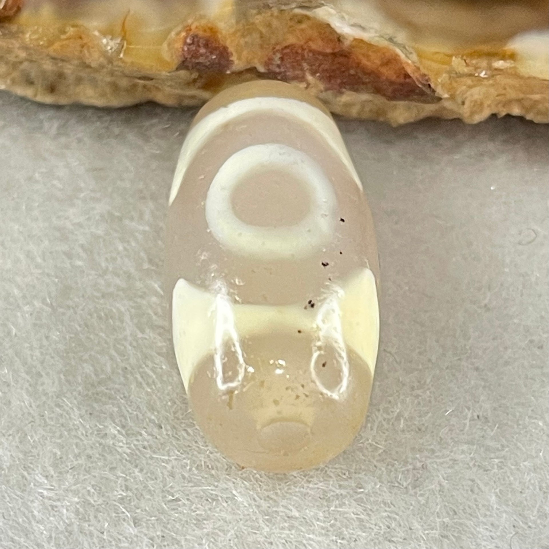 Natural Powerful Tibetan Old Oily Agate 3 Eyes Dzi Bead Heavenly Master (Tian Zhu) 三眼天诛 3.07g 20.1 by 10.3mm - Huangs Jadeite and Jewelry Pte Ltd