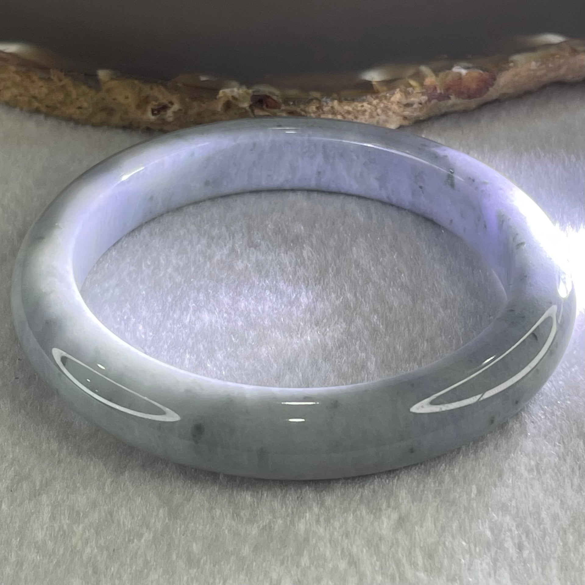 Type A Deep Lavender Light Blueish Green with Blueish Green Spots Jadeite Bangle 55.98g Internal Diameter 59.9mm 11.2 by 9.0mm (Close to Perfect) - Huangs Jadeite and Jewelry Pte Ltd