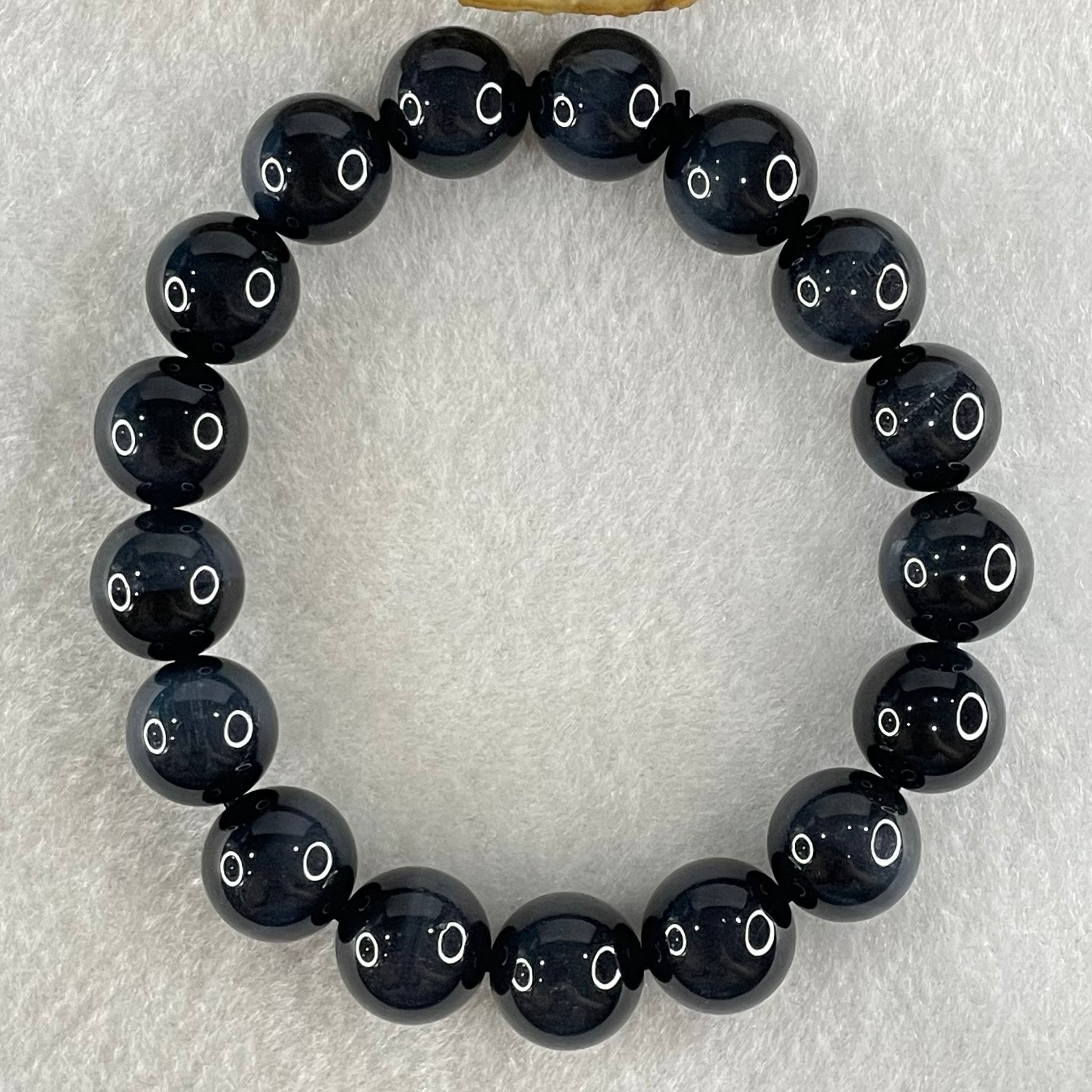 Natural Blue Tiger Eye Quartz Beads Bracelet 40.41g 17.5cm 12.0mm 17 Beads - Huangs Jadeite and Jewelry Pte Ltd