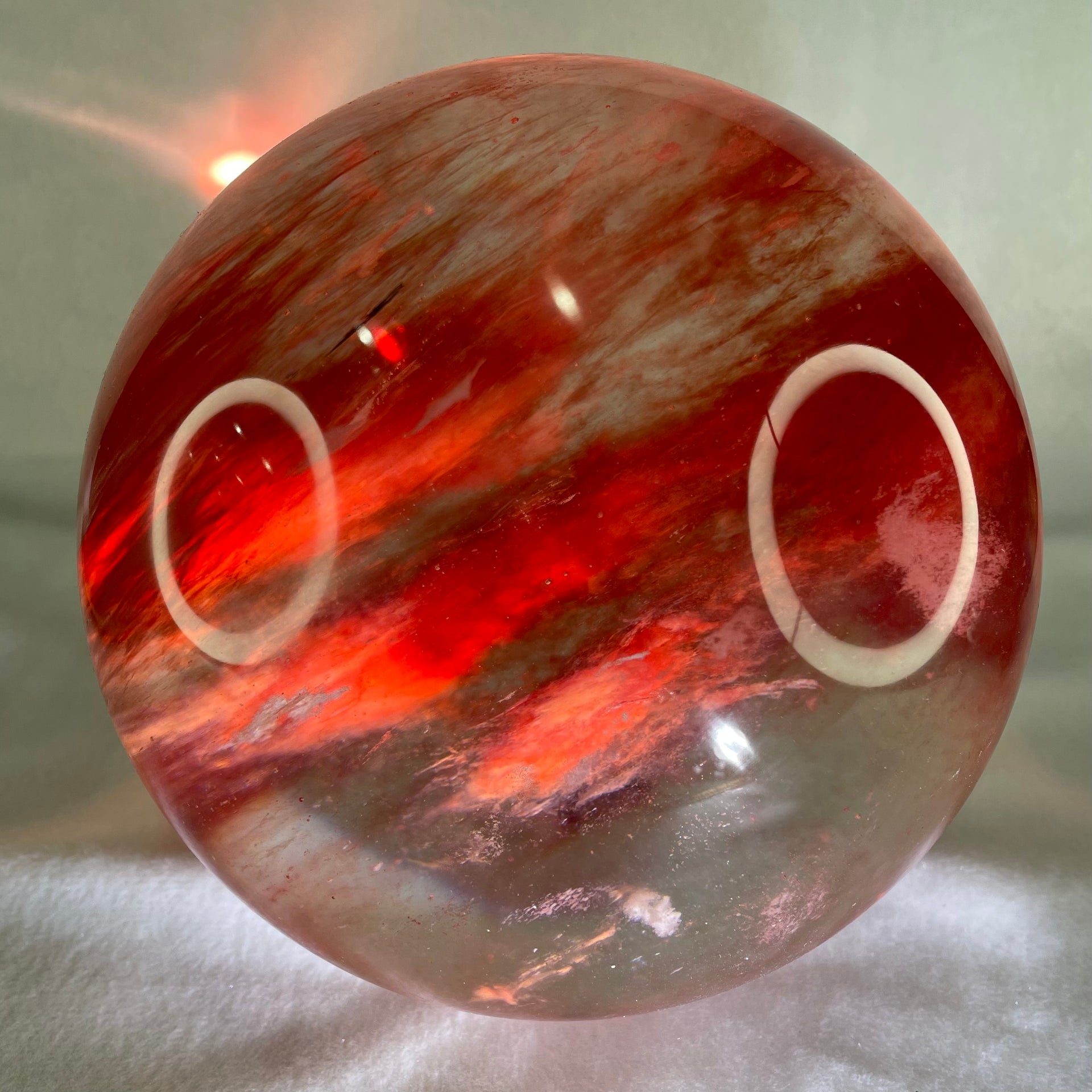 Cherry Quartz Sphere Ball with Wooden Stand 3,320.5g 145.0 by 170.0mm - Huangs Jadeite and Jewelry Pte Ltd