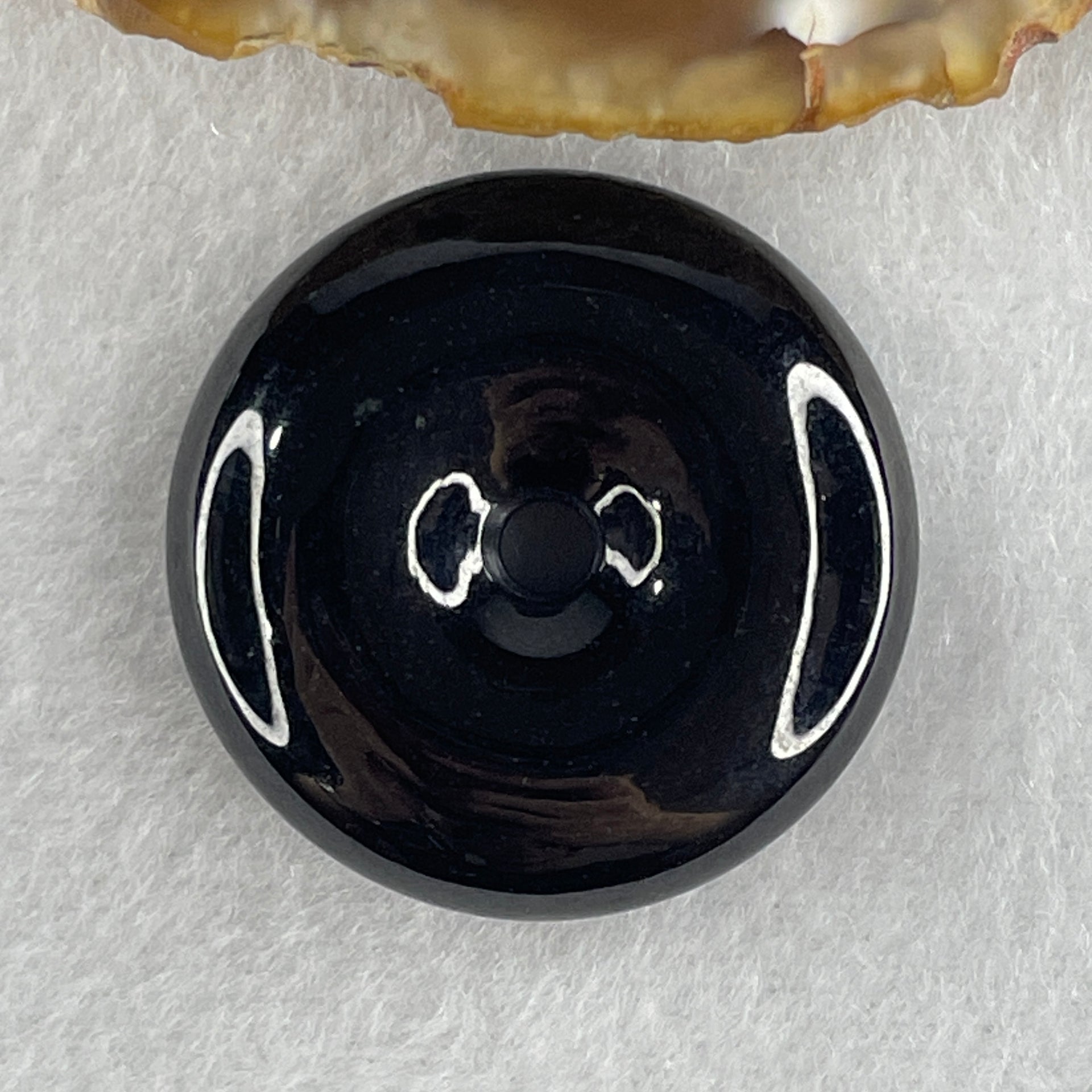 Type A Opaque Black Omphacite Jadeite Ping An Kou Donut Pendant 20.70g 33.0 by 8.9mm - Huangs Jadeite and Jewelry Pte Ltd