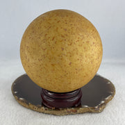 Natural Yellow Jasper Ball Display with Wooden Stand 146.48g 99.5 by 112.0mm - Huangs Jadeite and Jewelry Pte Ltd