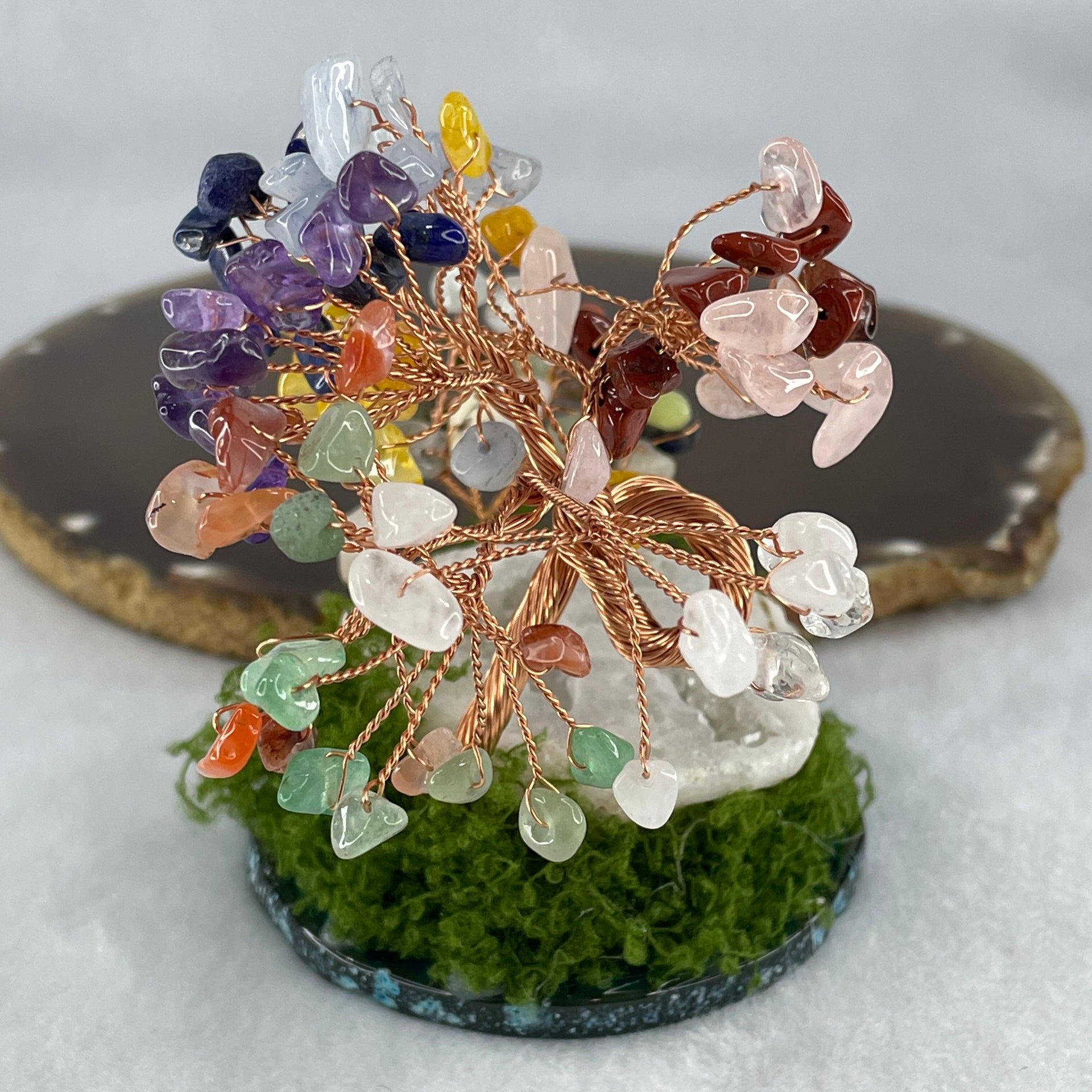Muti Treasures (Clear Quartz, Amethyst, Red Jasper, Citrine, Rose Quartz,  Aventurine) with Clear Quartz Wealth Pot 122.71g 112.5 by 64.5 by 89.2mm - Huangs Jadeite and Jewelry Pte Ltd