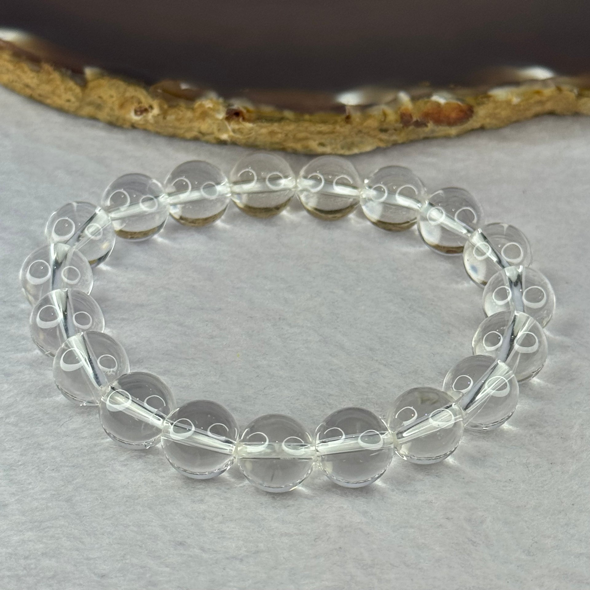 Natural Clear Quartz Bracelet 天然白水晶手链 30.73g 17cm 10.6mm 19 Beads - Huangs Jadeite and Jewelry Pte Ltd