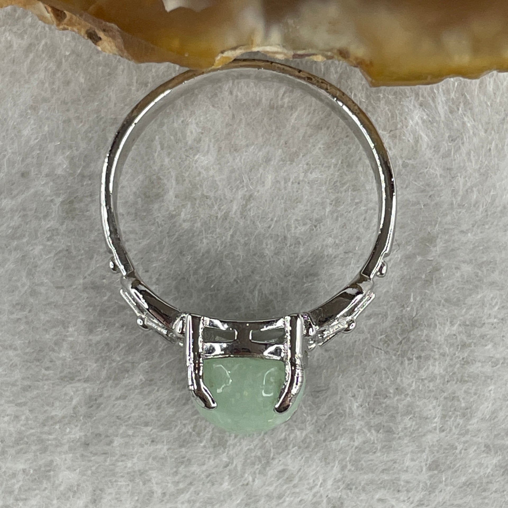 Natural Type A Green Jadeite Ring in S925 Sliver 2.44g 9.6 by 7.3 by 4.5mm US 6.7 Hk 14.8 - Huangs Jadeite and Jewelry Pte Ltd