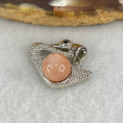 Natural Sunstone Bead with Crystals in S925 Sliver Swan Charm 3.27g 7.7mm - Huangs Jadeite and Jewelry Pte Ltd