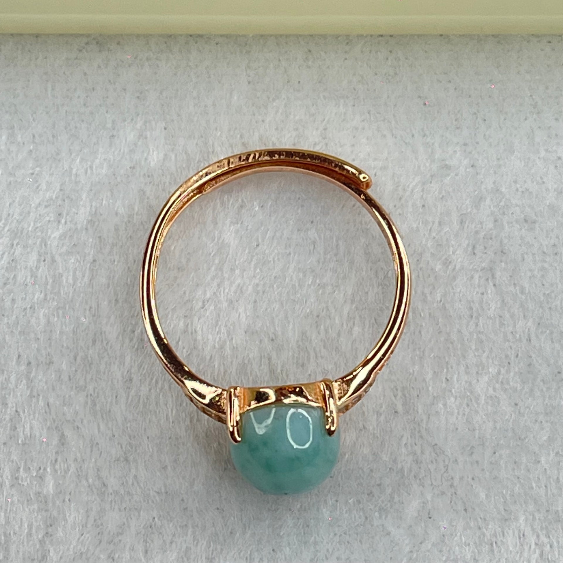Natural Larimar in S925 Silver Rose Gold Color Ring (Adjustable Size) 2.43g 10.1 by 8.2 by 5.5mm - Huangs Jadeite and Jewelry Pte Ltd