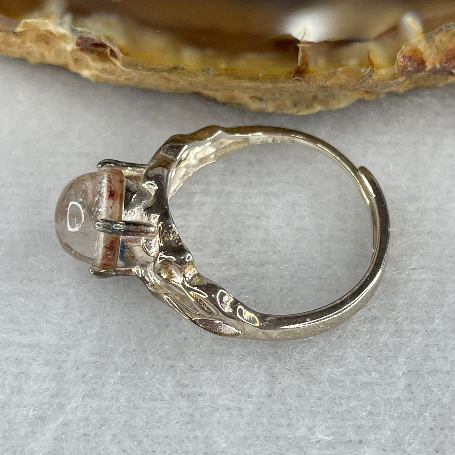 Good Grade Natural Red Phantom Quartz Ring in S925 Sliver 3.23g 7.8 by 5.5mm (Adjustable Size) - Huangs Jadeite and Jewelry Pte Ltd