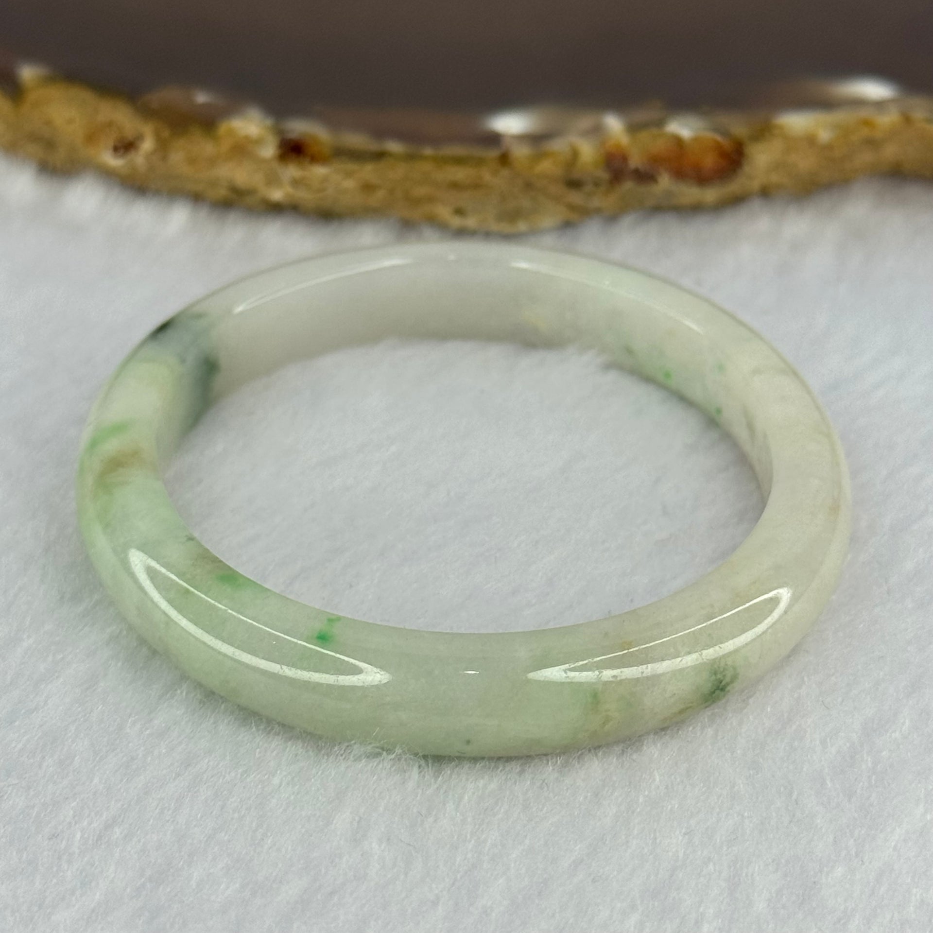 Type A Green Jadeite Bangle 23.55g Internal Diameter 49.3mm 8.4 by 6.3mm (Slight External Line) - Huangs Jadeite and Jewelry Pte Ltd