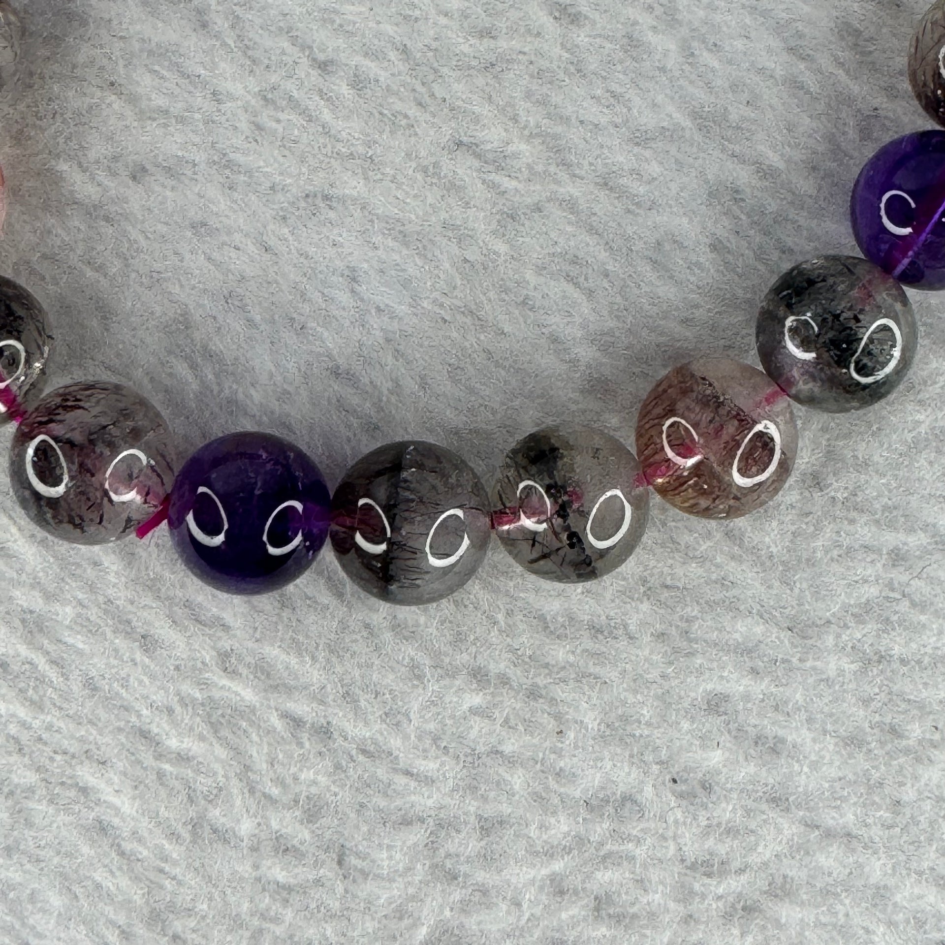 Natural Super 7 Crystal Bracelet 25.20g 9.8 mm 20 Beads - Huangs Jadeite and Jewelry Pte Ltd