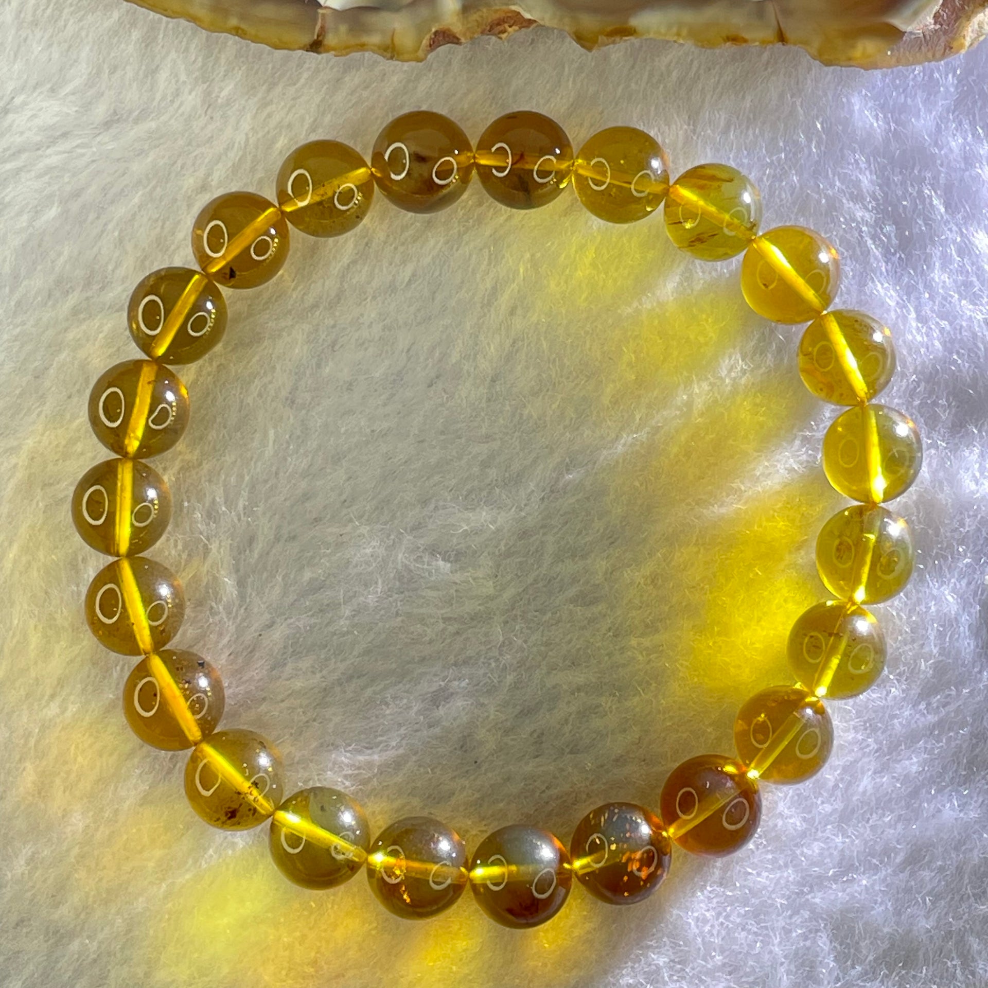 Natural Purple Honey Amber Beads Bracelet 天然紫蜜琥珀手链 5.99g 15cm 7.7mm 23 Beads - Huangs Jadeite and Jewelry Pte Ltd