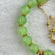Green Chalcedony Beads and Peanut in Gold Color Bracelet 15.97g 14cm 8.1mm 16 Beads - Huangs Jadeite and Jewelry Pte Ltd