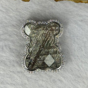 Natural Meteorite Bear Charm in S925 Silver with Crystals For Necklace / Bracelet (Sliver Color) 7.54g 26.2 by 21.4 by 8.5mm - Huangs Jadeite and Jewelry Pte Ltd