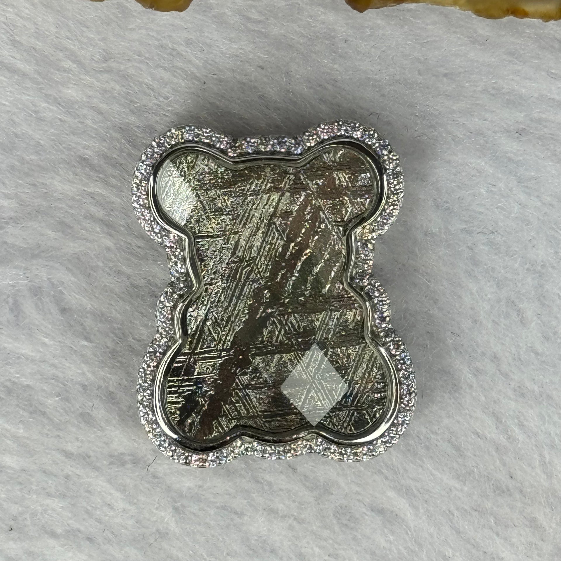 Natural Meteorite Bear Charm in S925 Silver with Crystals For Necklace / Bracelet (Sliver Color) 7.54g 26.2 by 21.4 by 8.5mm - Huangs Jadeite and Jewelry Pte Ltd