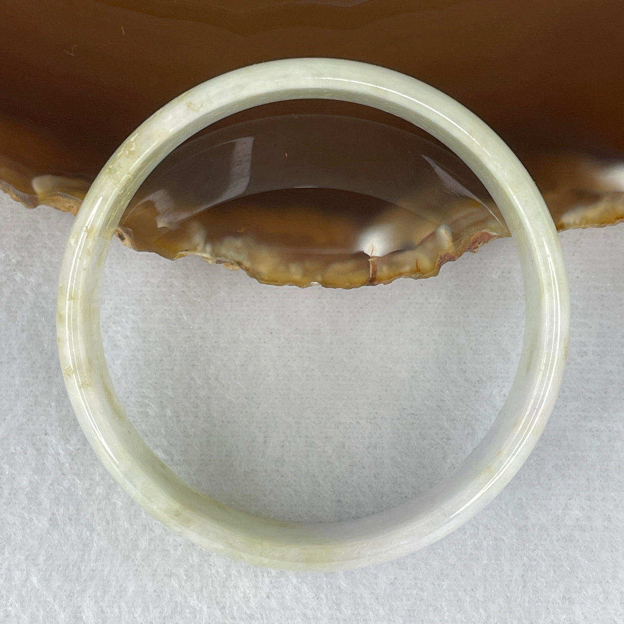 Certified Natural Type A Tri-Color Green, Lavender & Brownish Jadeite Flat Round Bangle | Unique External Rough Earth-Skin Artisan Polish |  "San Cai Fuk Lu Shou" Protection & Abundance Bangle (28.43g 14.2x4.8mm | 52.7mm)