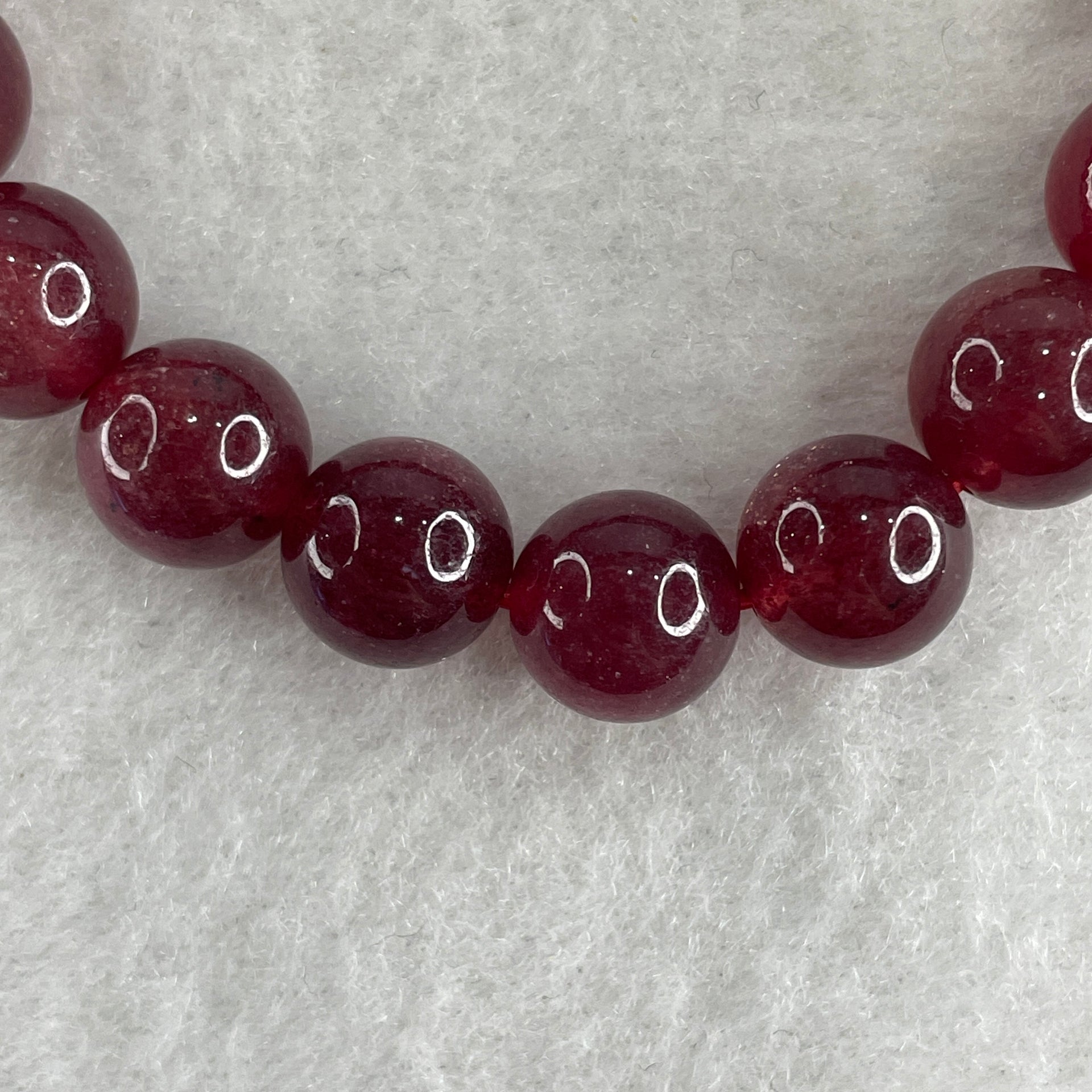 Natural Strawberry Quartz Beads Bracelet 27.62g 15.5cm 10.1mm 18 Beads - 12.3mm 1 Bead - Huangs Jadeite and Jewelry Pte Ltd