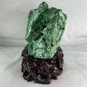 Natural Malachite with Wooden Stand Display 6,768.1g 210.0 by 150.0 by 200.0mm - Huangs Jadeite and Jewelry Pte Ltd