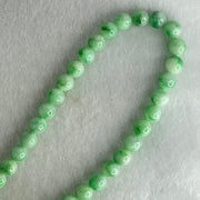 Good Grade Type A Apple Green with Emerald Green Piao Hua Jadeite Beads Necklace 50.33g 54cm 6.9 to 7.8mm 74 Beads - Huangs Jadeite and Jewelry Pte Ltd