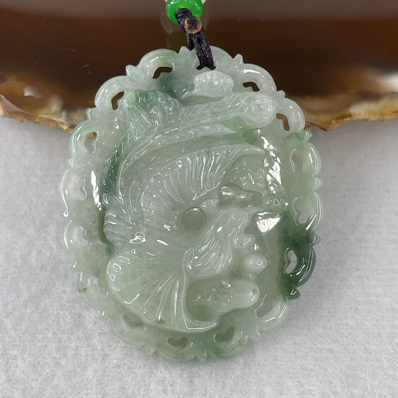 Certified Natural Type A Green & Dark Green Piao Hua Jadeite Phoenix Pendant | Masterpiece Hand-Carved Myanmar Feicui | Supreme Success, Rebirth & Sovereign Matriarch Protection Amulet (20.66g | 47.4x39.6x7.4mm)