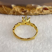 Natural Quartz with Black Tourmaline and Cubic Zirconia in S925 Sliver Gold Color Ring (Adjustable Size) 1.63g 5.7 by 3.8mm - Huangs Jadeite and Jewelry Pte Ltd