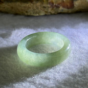 Type A Semi Icy Green Jadeite Ring 4.08g 6.1 by 3.5mm US7.25 HK16 - Huangs Jadeite and Jewelry Pte Ltd