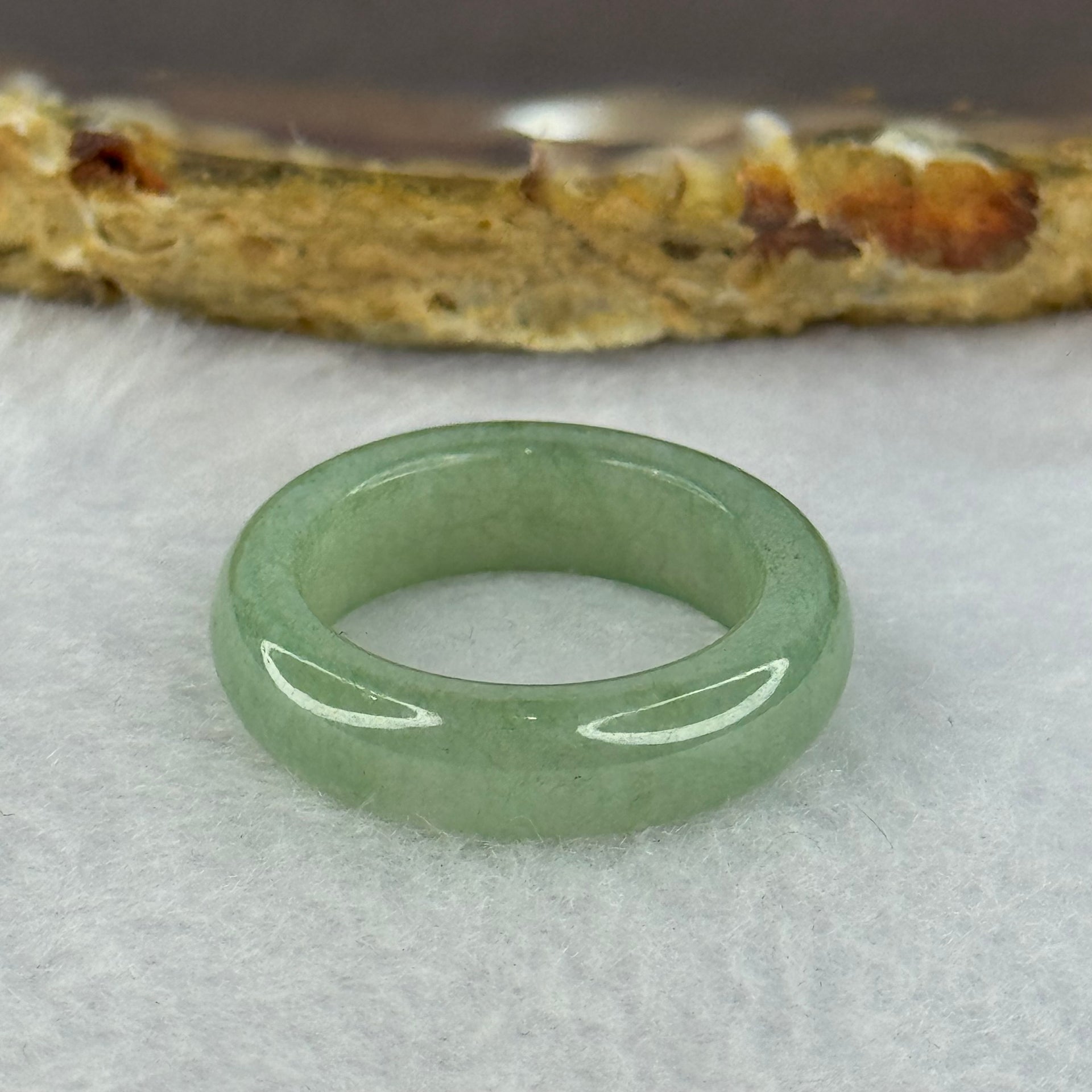 Type A Green Jadeite Ring 3.97g 6.1 by 3.8mm US7 HK15.5 - Huangs Jadeite and Jewelry Pte Ltd