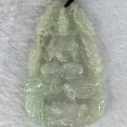 Type A Light Green Lavender Jadeite Guan Yin with 9 Dragons Pendent 51.21g 65.5 by 41.3 by 10.3mm - Huangs Jadeite and Jewelry Pte Ltd