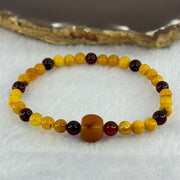 Natural Mixed Color Old Amber Beads Bracelet 天然老腊手链 3.67g 5.9mm 33 Beads 8.6mm 1pcs - Huangs Jadeite and Jewelry Pte Ltd