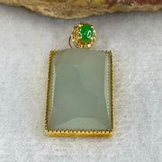 Certified Type A Icy Jade Jadeite Wu Shi Pai Jade Jadeite 18k Yellow Gold 4.11g 35.3 by 12.6 by 5.9mm - Huangs Jadeite and Jewelry Pte Ltd