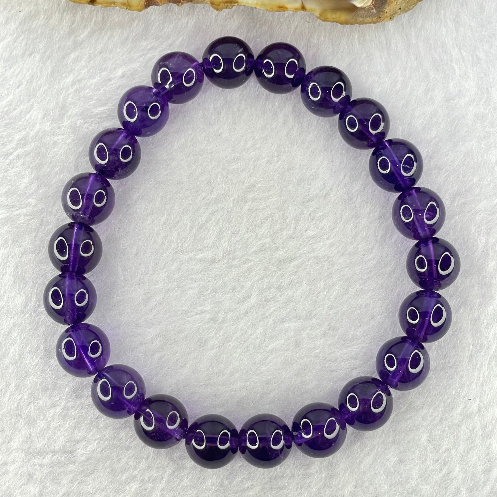 Very Good Grade Natural Amethyst Bracelet 22.90g 16.5cm 9.2mm 22 Beads - Huangs Jadeite and Jewelry Pte Ltd