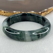 Transparent Colourless with Dark Greenish Black Piao Hua Sodium Feldspar Jade Bangle 水沫玉手镯 Internal Diameter 58.1mm 59.21g 15.6 by 9.0mm - Huangs Jadeite and Jewelry Pte Ltd